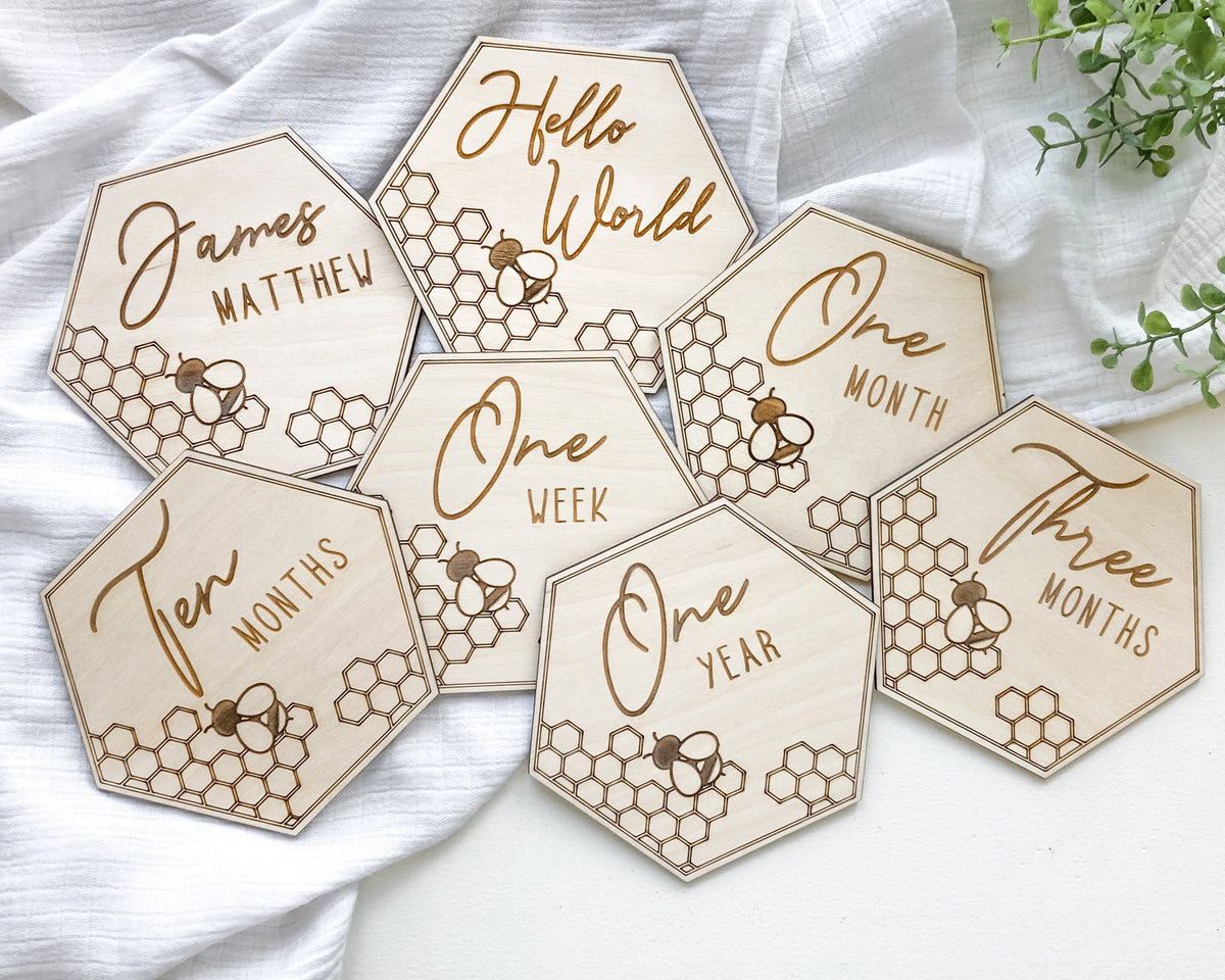 Honeycomb Honey Bee Baby Milestone Markers