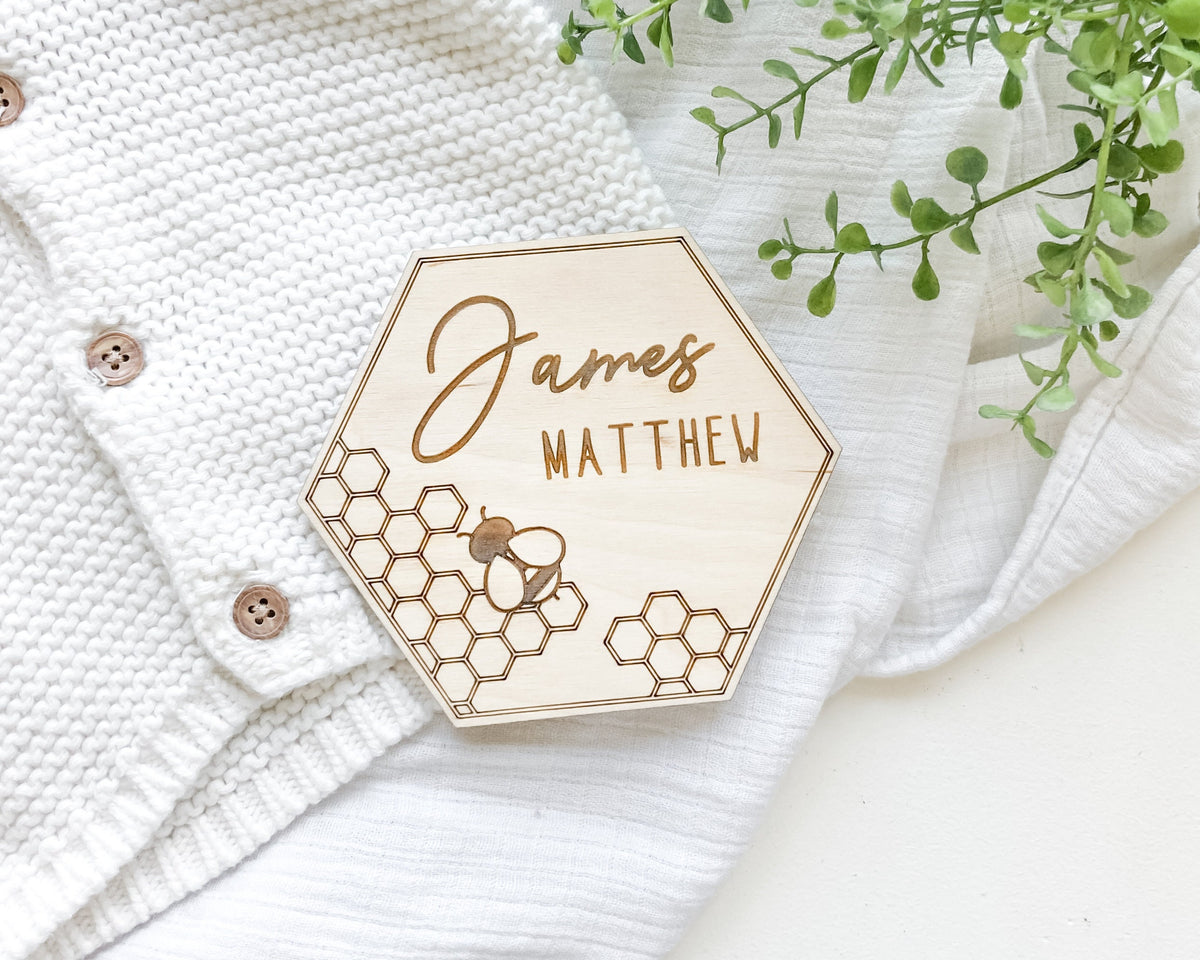 Honeycomb Honey Bee Baby Milestone Markers – photo 2