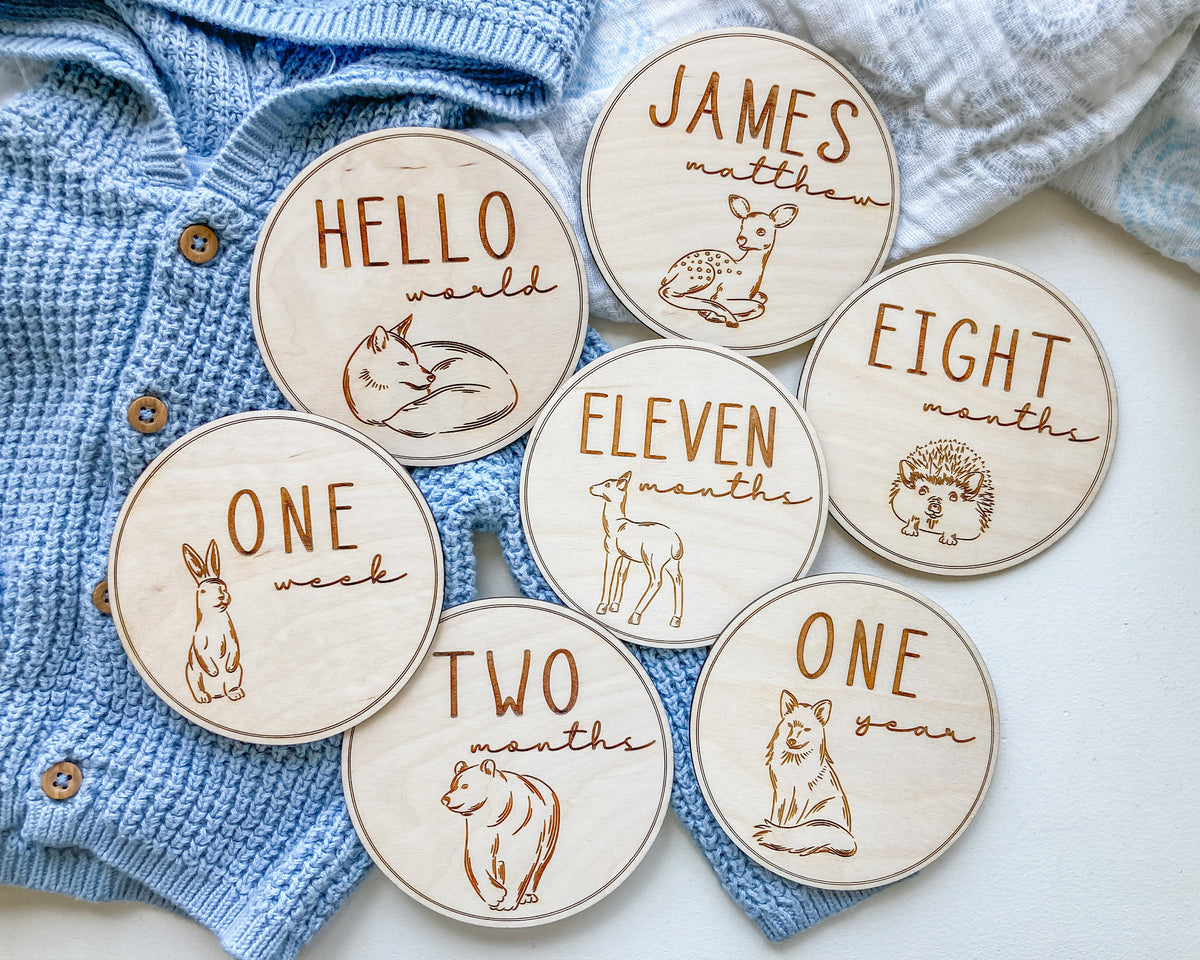 Woodland Animals Milestones Markers