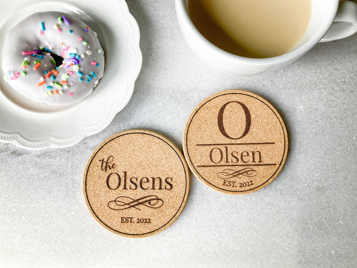 Modern Personalized Cork Coaster