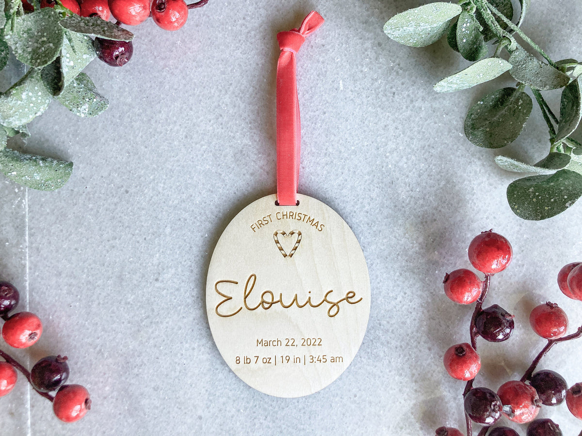 Personalized Baby's First Christmas Ornament – Birth Stats Keepsake – photo 3