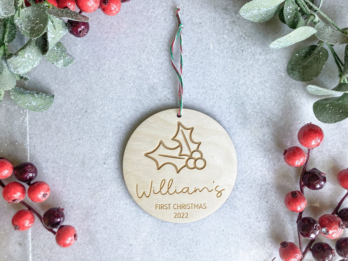 Personalized Wood Baby’s First Christmas Ornament – 2026 Christmas Tree Ornament – photo 2