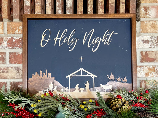 Wood Nativity Sign