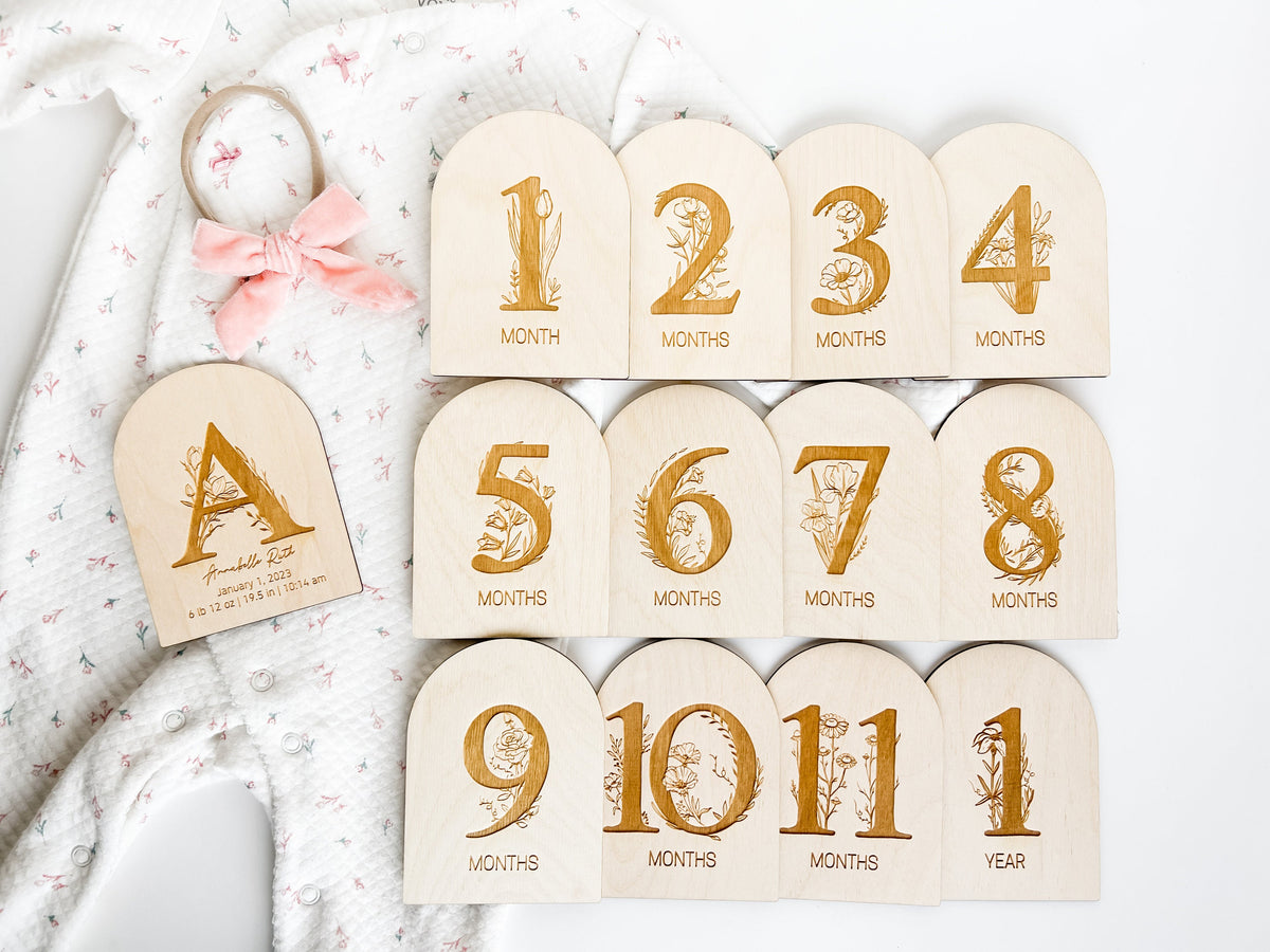 Floral Number Baby Monthly Milestone Markers
