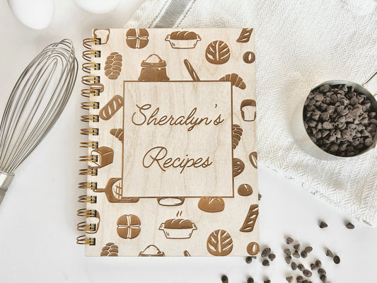 Recipe Book Wood Notebook