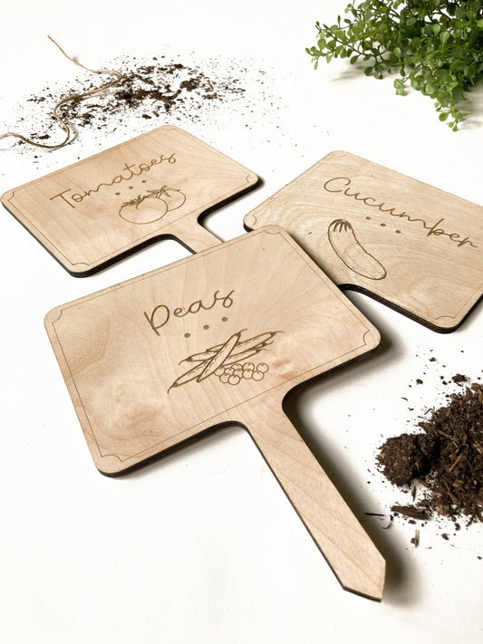 Wood Vegetable Herb Garden Stake