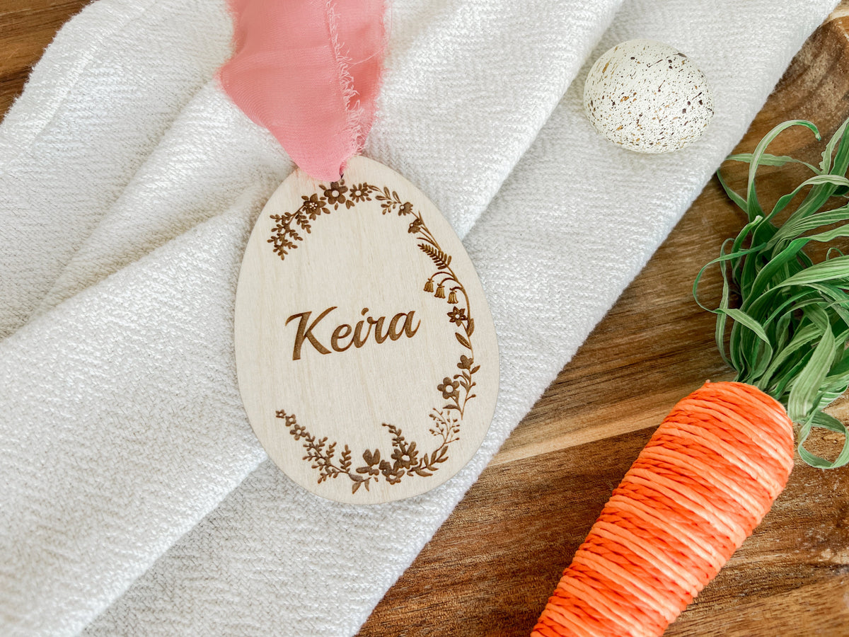 Floral Egg Easter Basket Tag