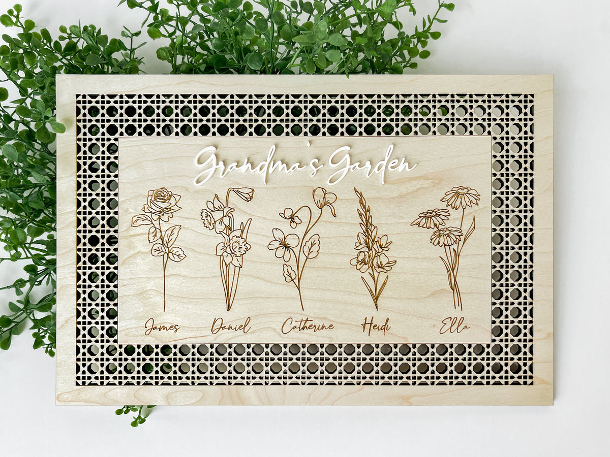 Personalized Rattan Wicker Birth Month Flower Sign – photo 3