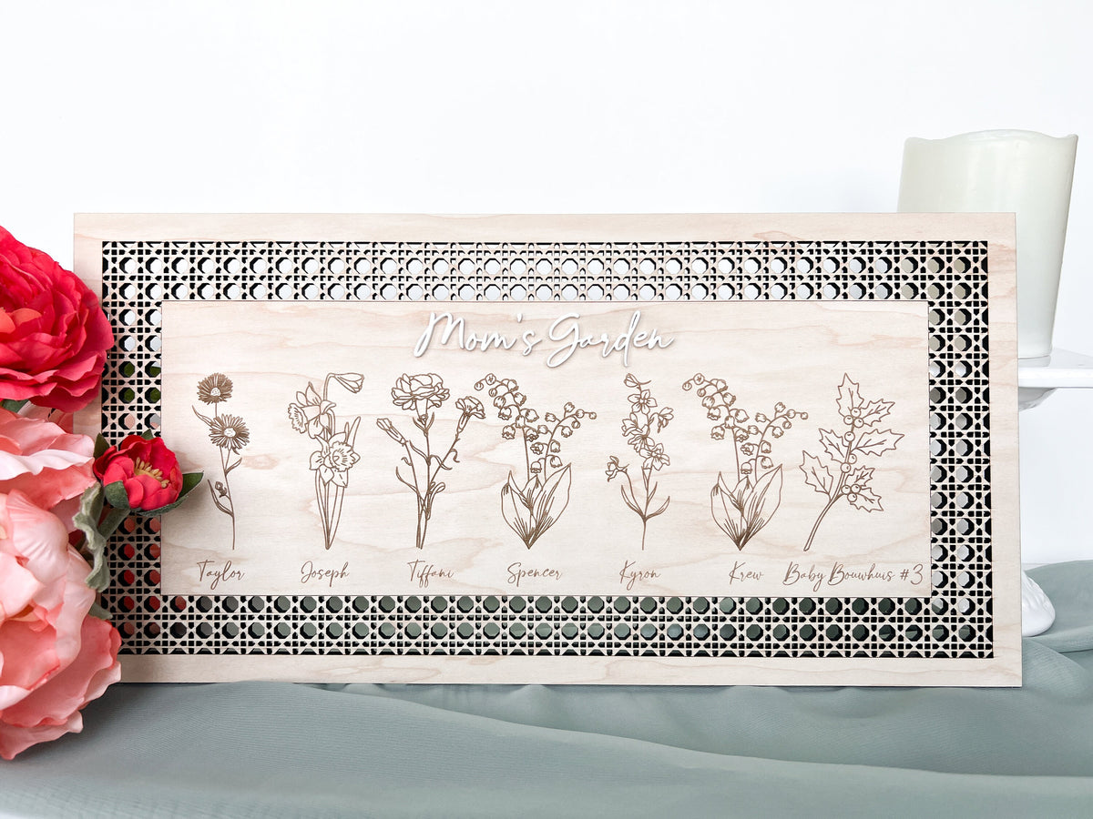 Personalized Rattan Wicker Birth Month Flower Sign – photo 4
