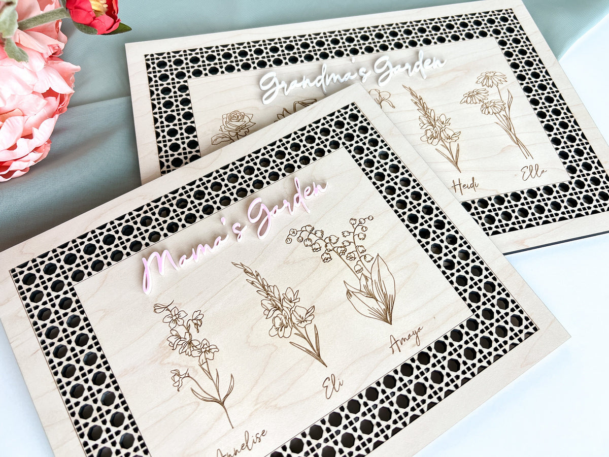 Personalized Rattan Wicker Birth Month Flower Sign – photo 6