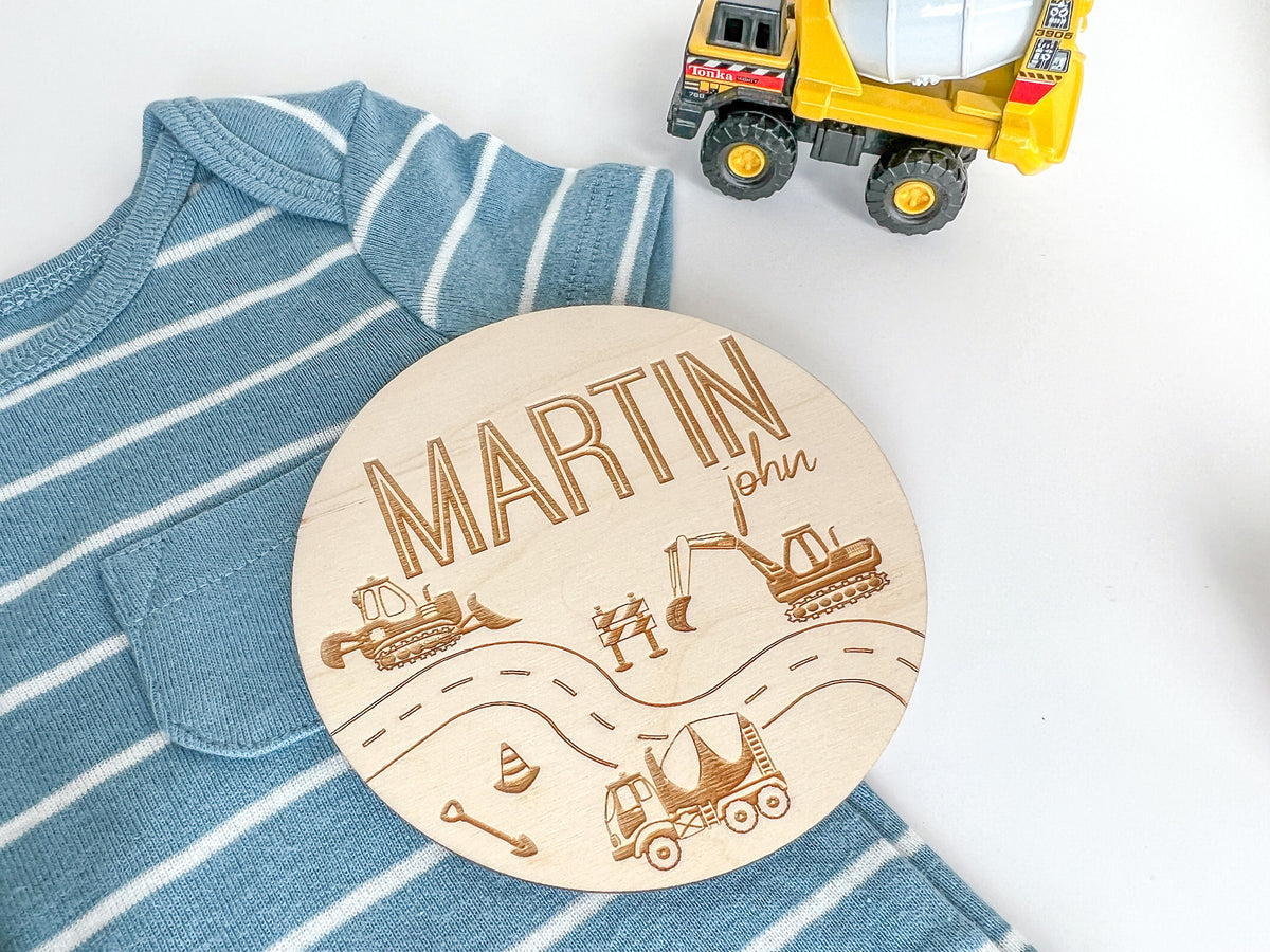 Construction Trucks Baby Boys Monthly Milestone Marker – Baby Shower Gift – photo 2