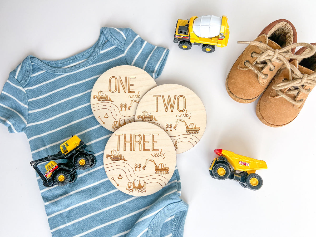 Construction Trucks Baby Boys Monthly Milestone Marker – Baby Shower Gift – photo 6