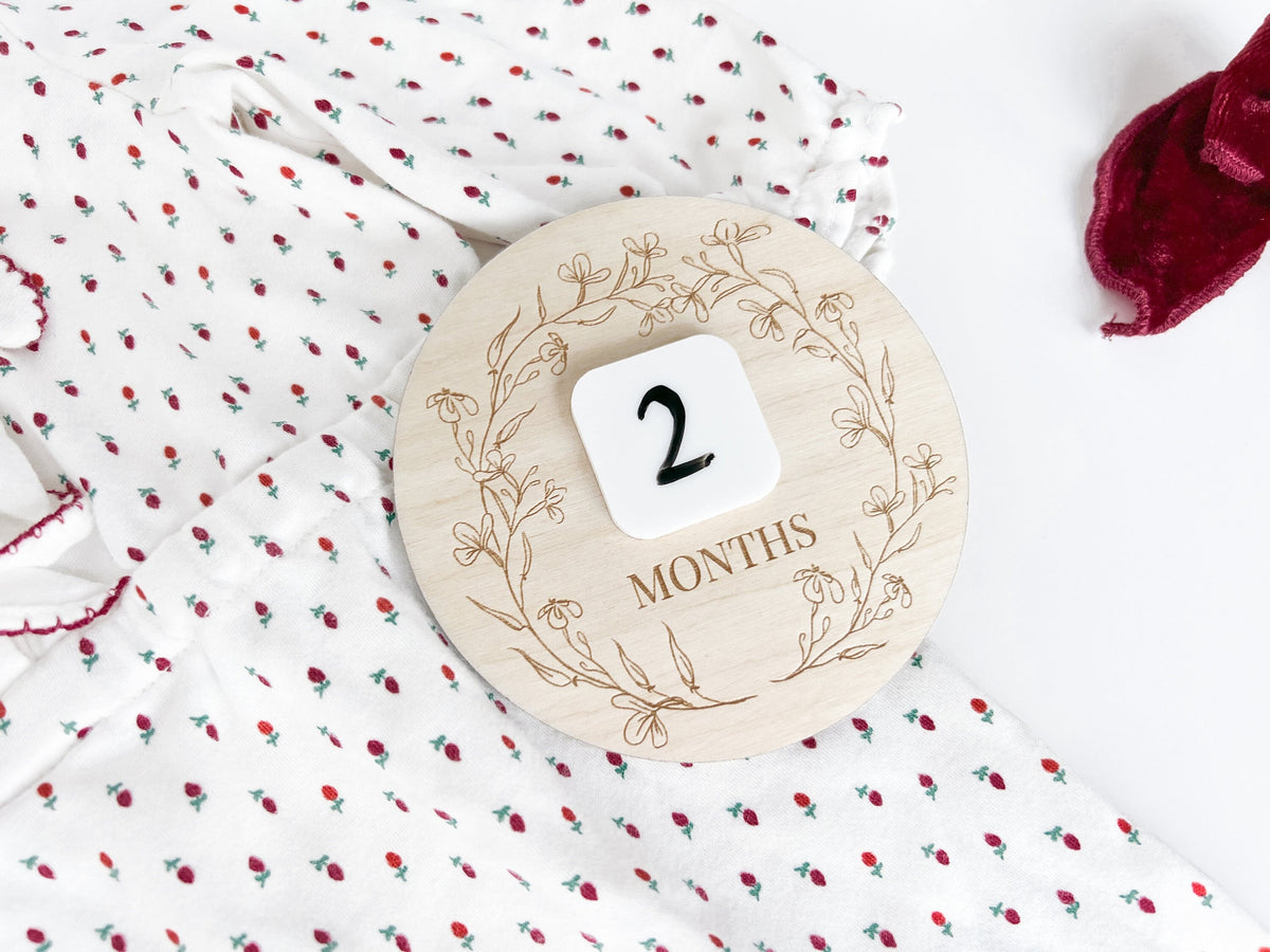 Floral Wreath Monthly Milestone Marker