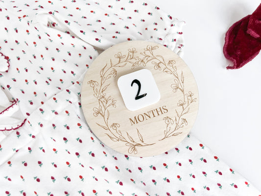 Floral Wreath Monthly Milestone Marker