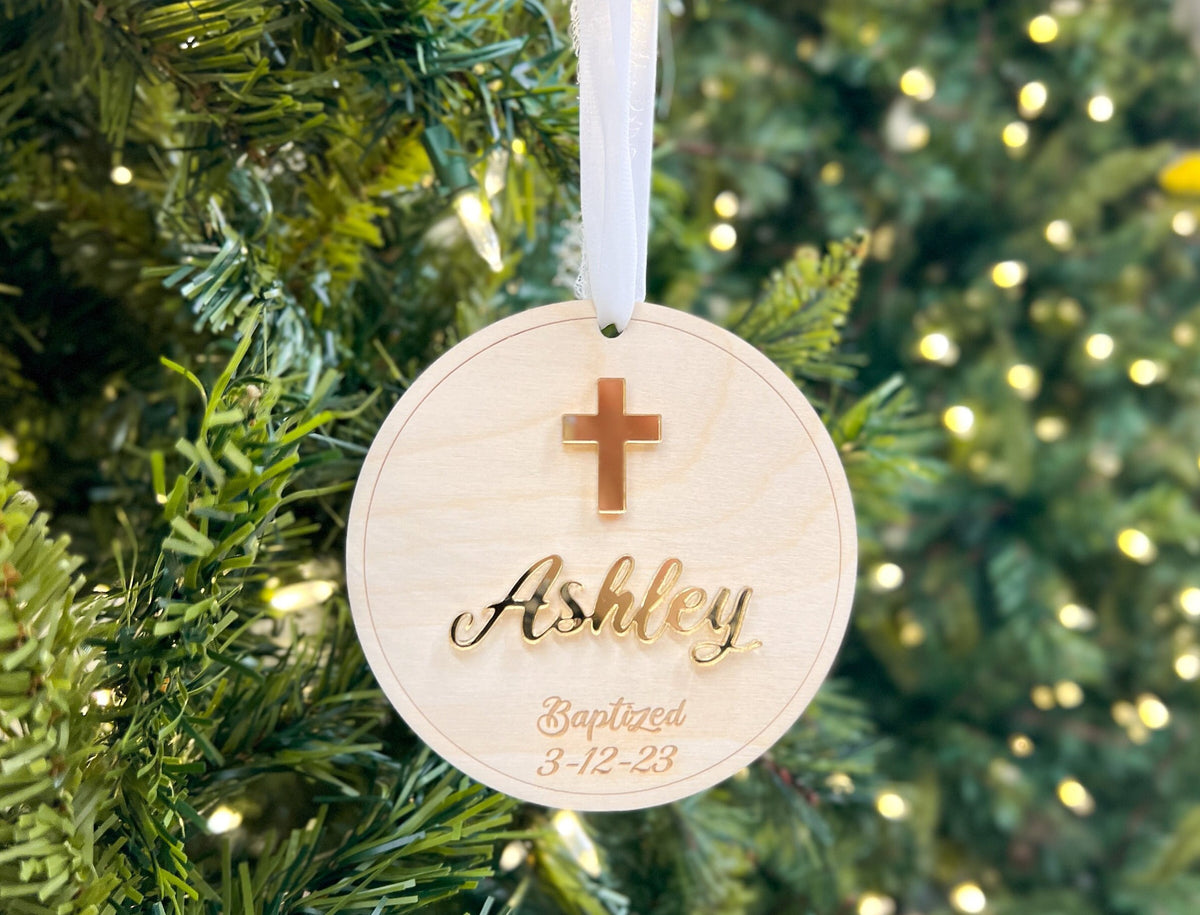 Personalized Christening Ornament – Name Date Baptism Ornament – photo 4