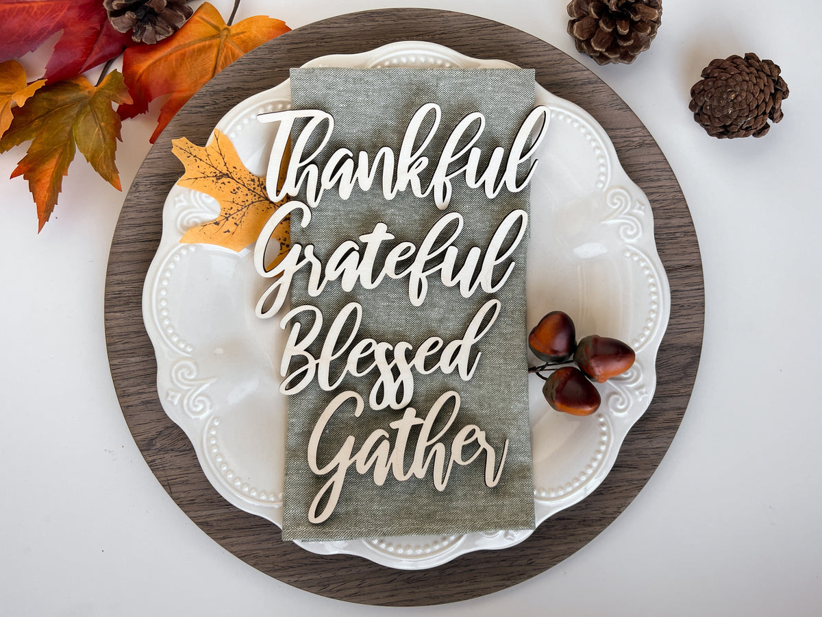 Thanksgiving Thankful Grateful Blessed Gather Plate Decor – photo 2