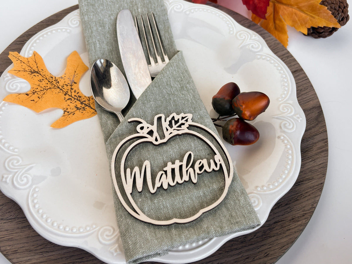 Thanksgiving Personalized Pumpkin Name Tags