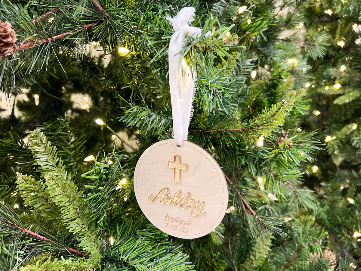 Personalized Christening Ornament – Name Date Baptism Ornament – photo 2