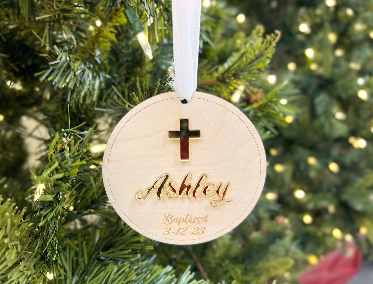 Personalized Christening Ornament – Name Date Baptism Ornament – photo 3