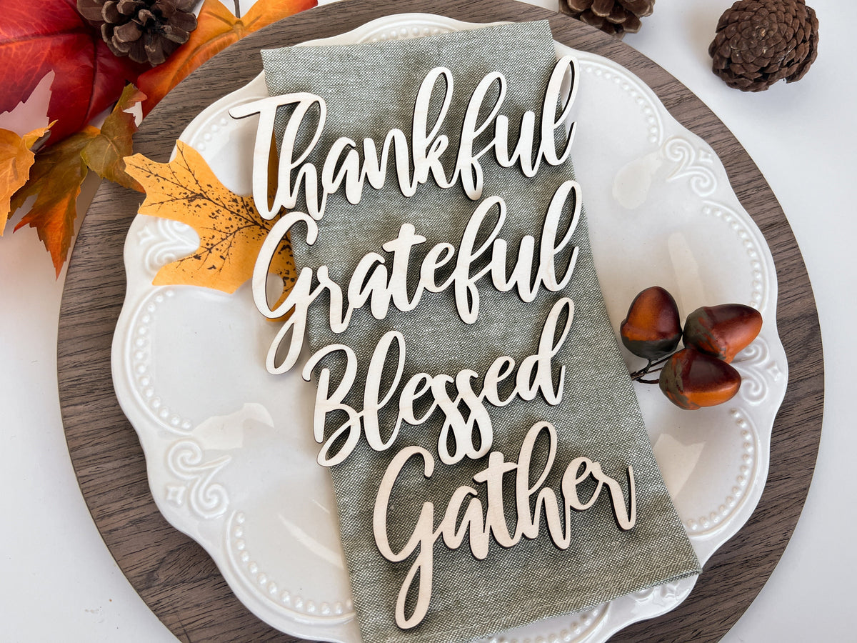 Thanksgiving Thankful Grateful Blessed Gather Plate Decor