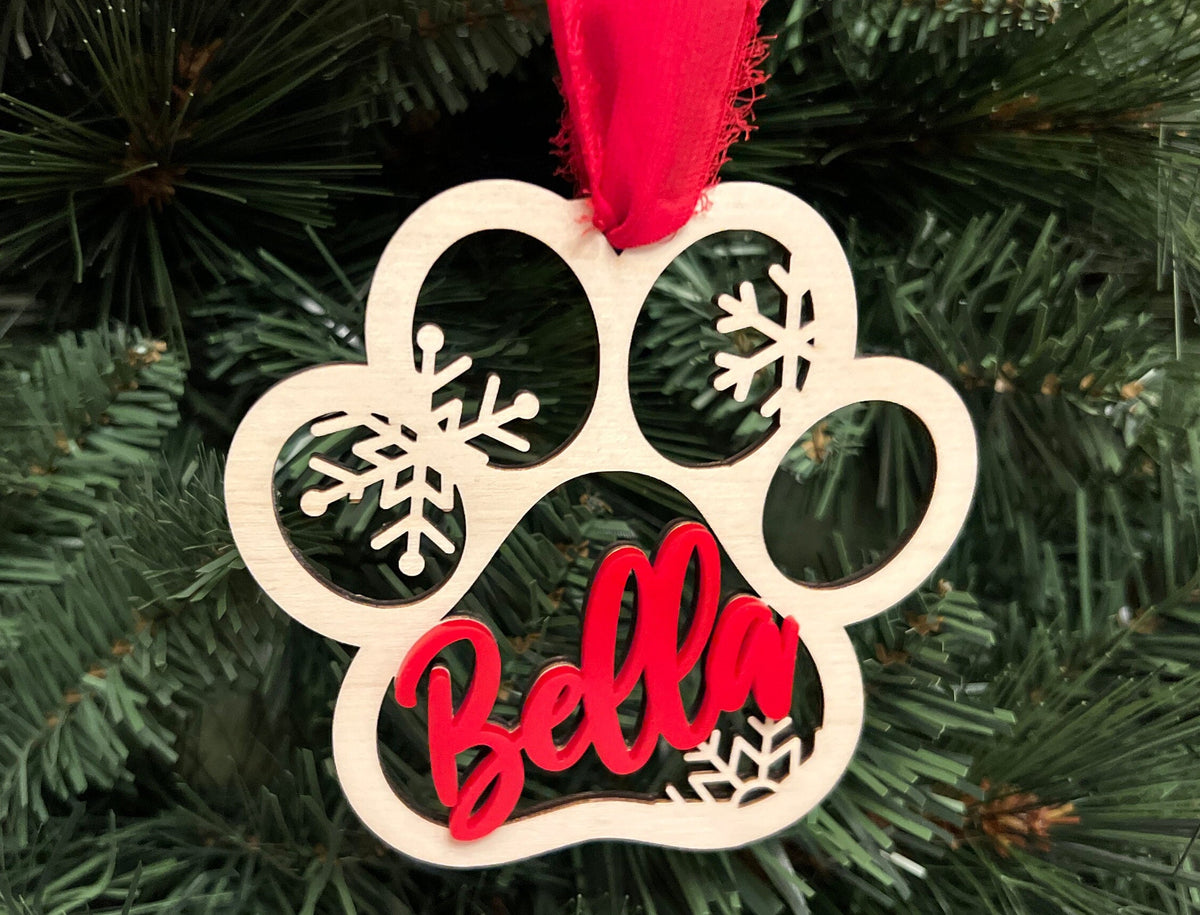 Personalized Dog Paw Christmas Ornament