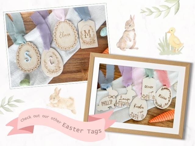 Scalloped Lace Easter Basket Tag – Bunny Easter Tag – photo 9