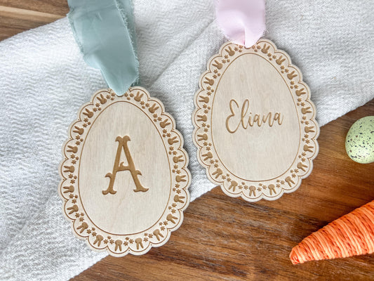 Scalloped Lace Easter Basket Tag – Bunny Easter Tag