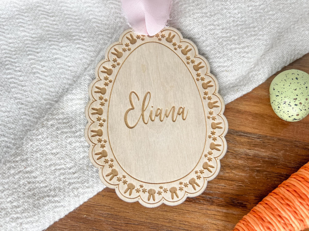Scalloped Lace Easter Basket Tag – Bunny Easter Tag – photo 6