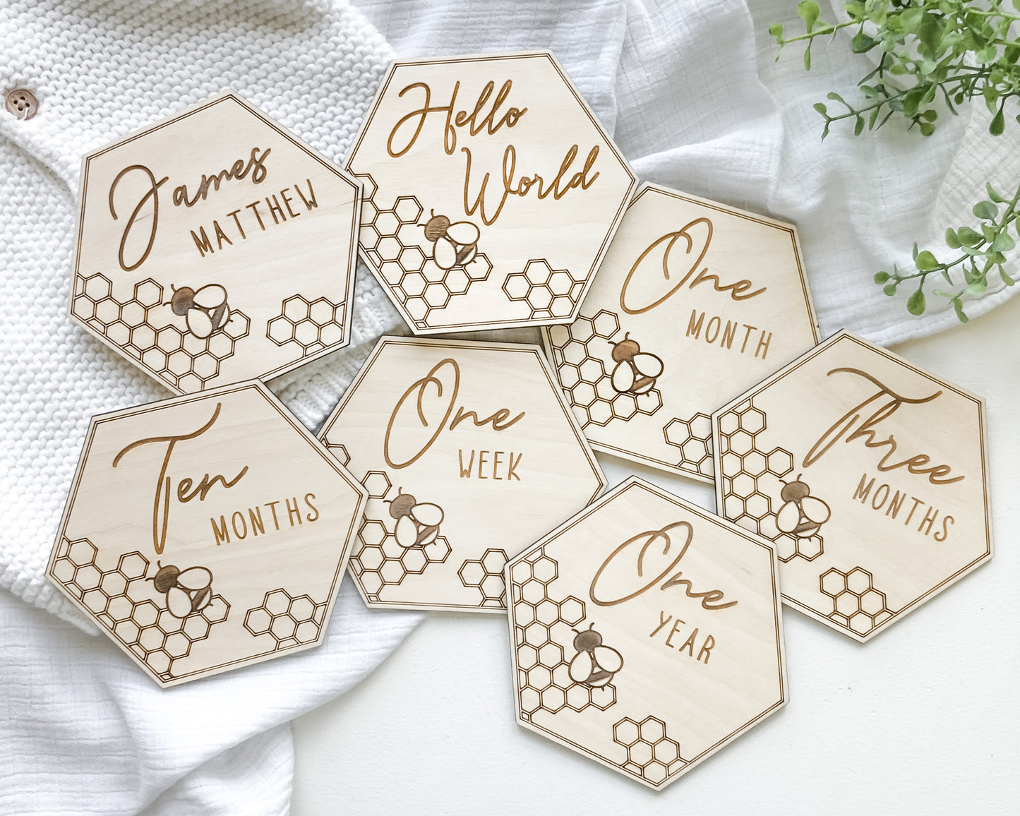 Honey Comb & Bee Monthly Baby Milestones Markers
