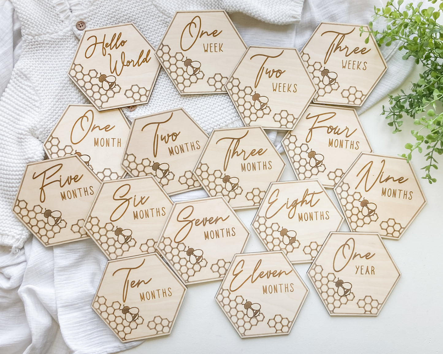 Honey Comb & Bee Monthly Baby Milestones Markers